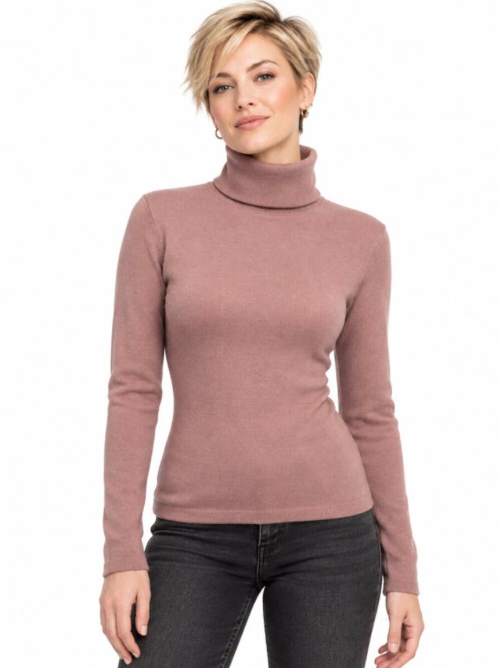 PORTS International Pure Virgin Wool Mauve Turtleneck Sweater Large Quiet Luxury